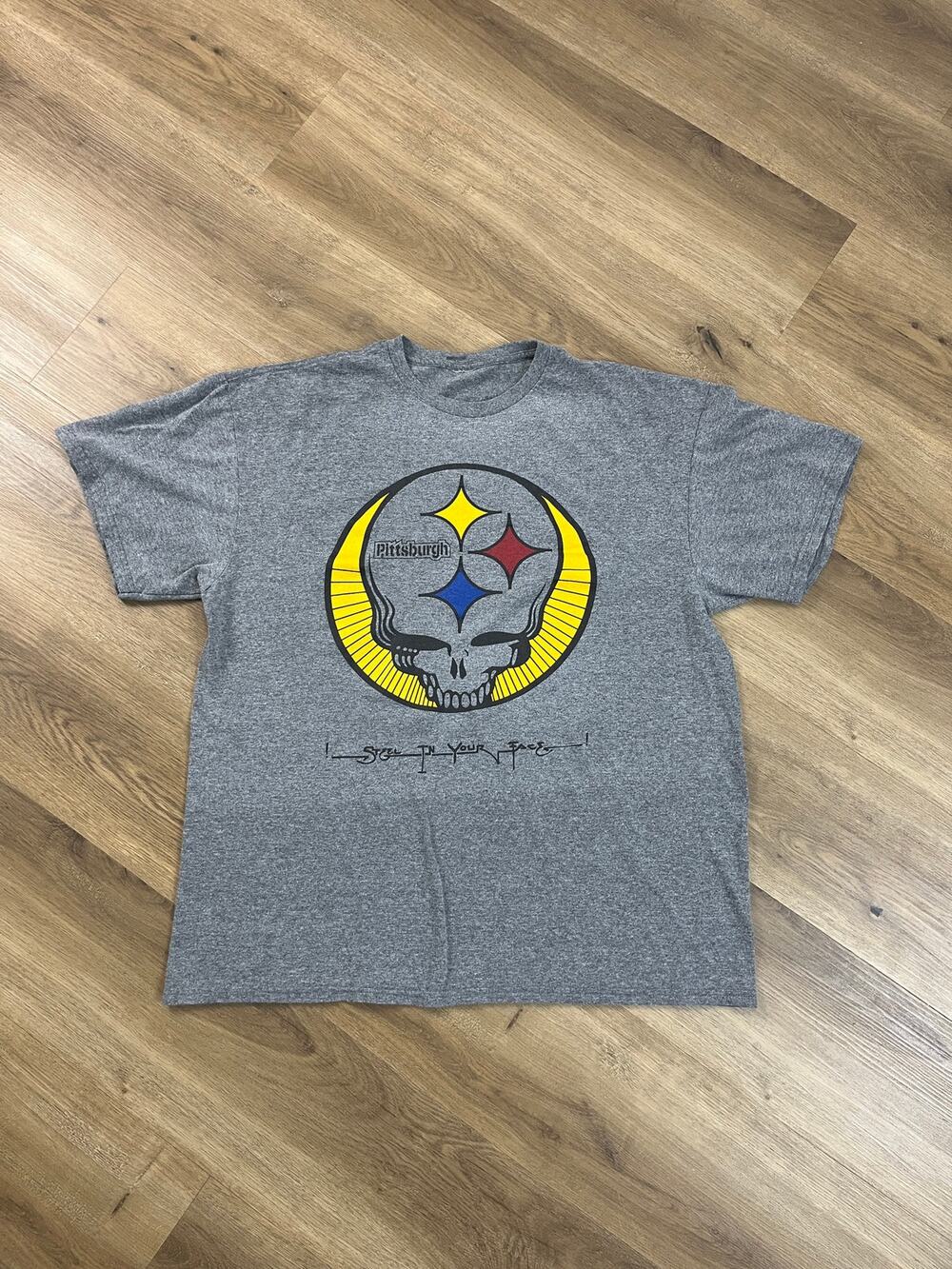 Pittsburgh Steelers Steal Your Face Skull Tee Size XL